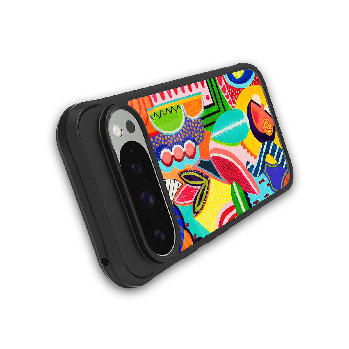 retro abstract back phone cover | glass case for google pixel 9 pro