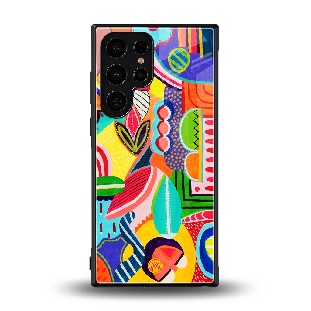 retro abstract back phone cover | glass case for samsung galaxy s23 ultra