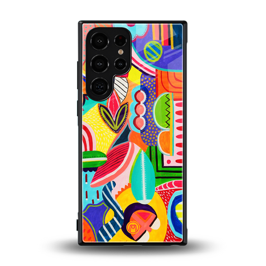 retro abstract back phone cover | glass case for samsung galaxy s23 ultra