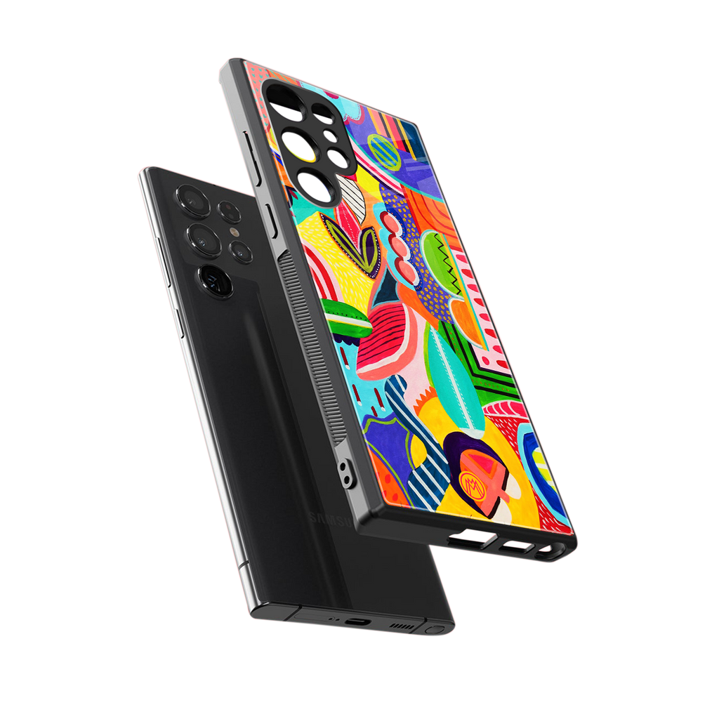 retro abstract back phone cover | glass case for samsung galaxy s23 ultra