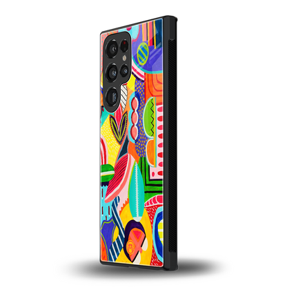 retro abstract back phone cover | glass case for samsung galaxy s23 ultra