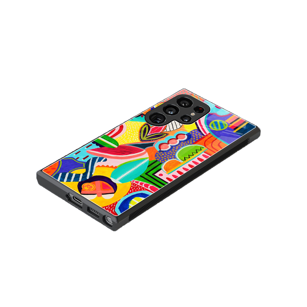 retro abstract back phone cover | glass case for samsung galaxy s23 ultra