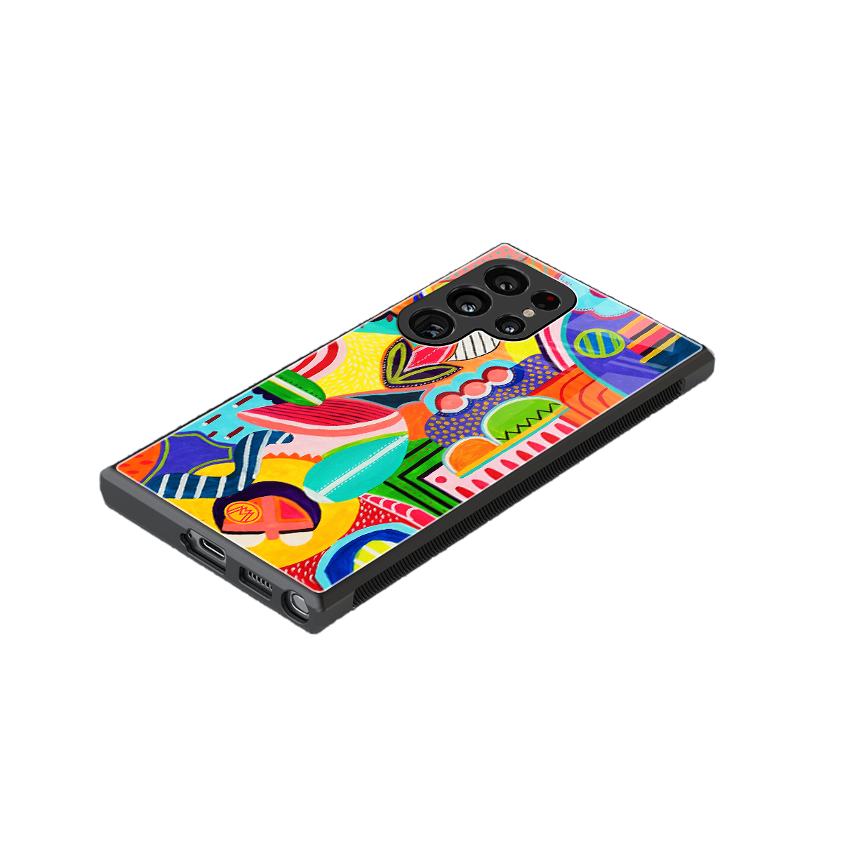 retro abstract back phone cover | glass case for samsung galaxy s23 ultra