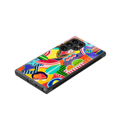 retro abstract back phone cover | glass case for samsung galaxy s23 ultra