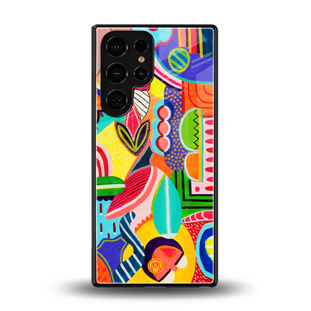 retro abstract back phone cover | glass case for samsung galaxy s25 ultra