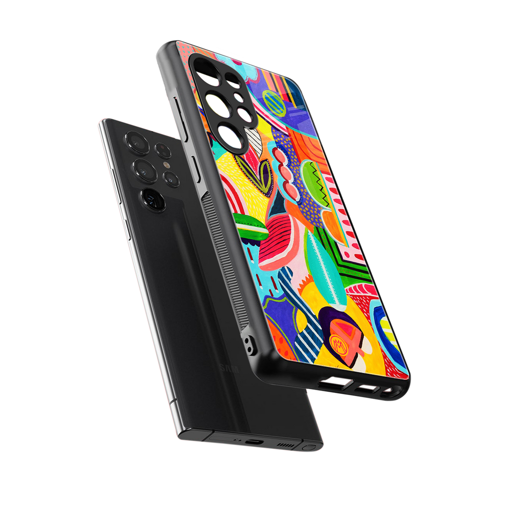 retro abstract back phone cover | glass case for samsung galaxy s25 ultra