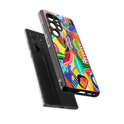 retro abstract back phone cover | glass case for samsung galaxy s25 ultra