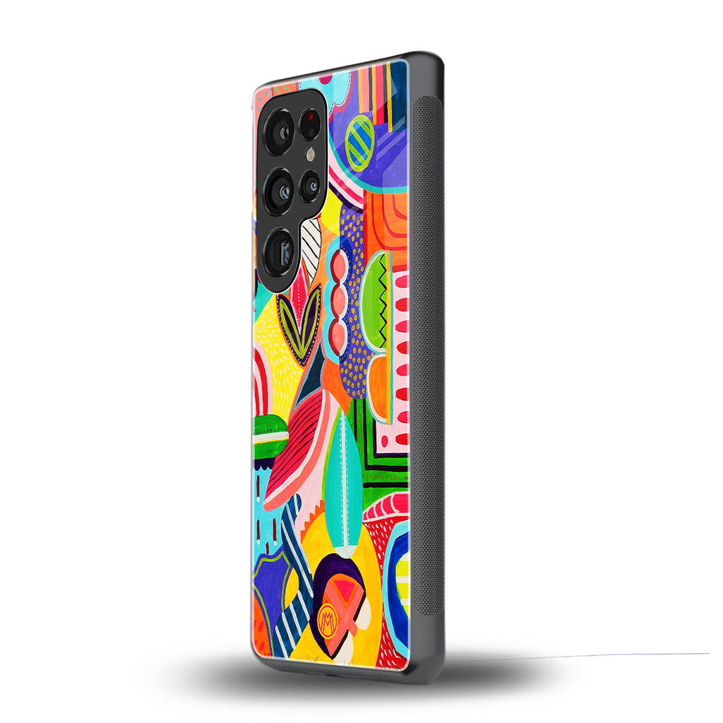 retro abstract back phone cover | glass case for samsung galaxy s25 ultra