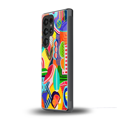 retro abstract back phone cover | glass case for samsung galaxy s25 ultra