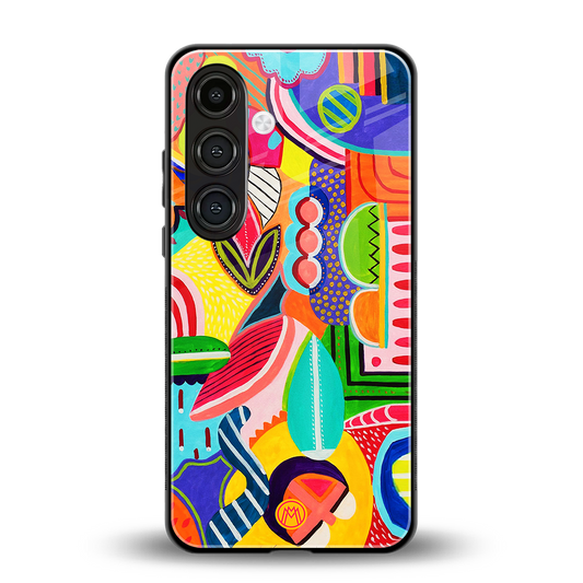 retro abstract back phone cover | glass case for samsung galaxy s24 fe