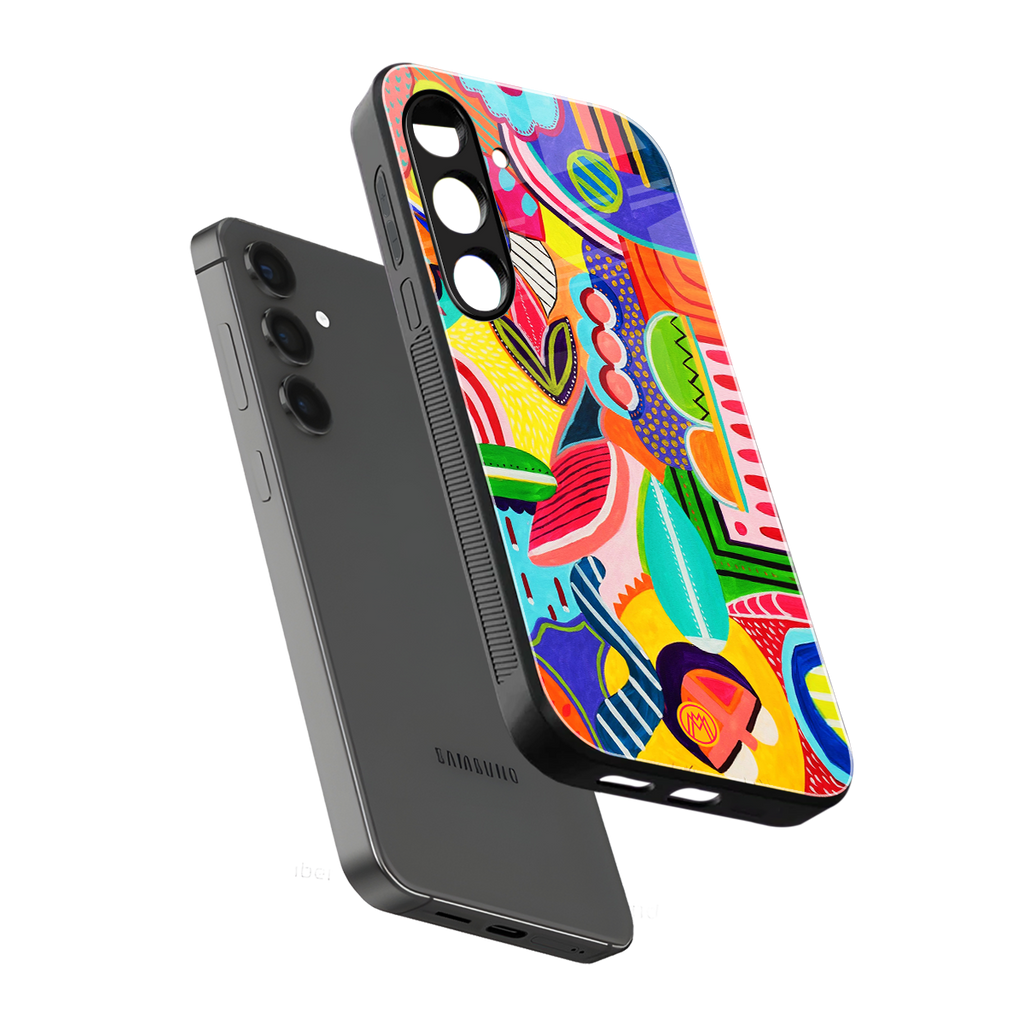 retro abstract back phone cover | glass case for samsung galaxy s25