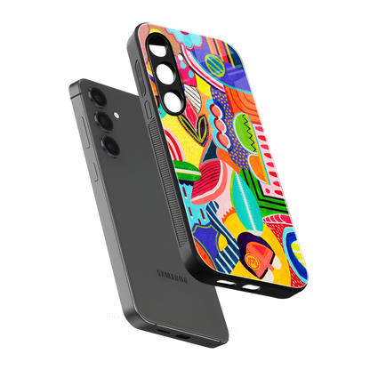 retro abstract back phone cover | glass case for samsung galaxy s24 fe