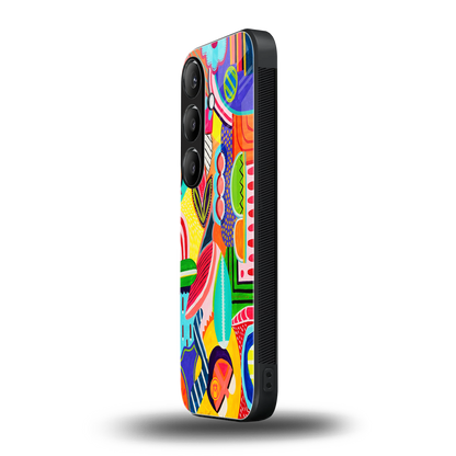retro abstract back phone cover | glass case for samsung galaxy s24 fe