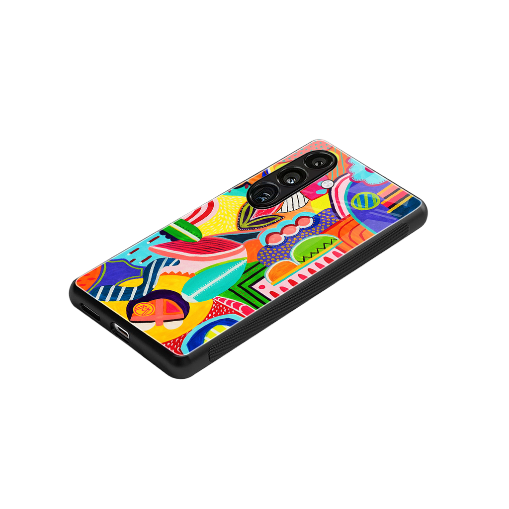 retro abstract back phone cover | glass case for samsung galaxy s24 fe