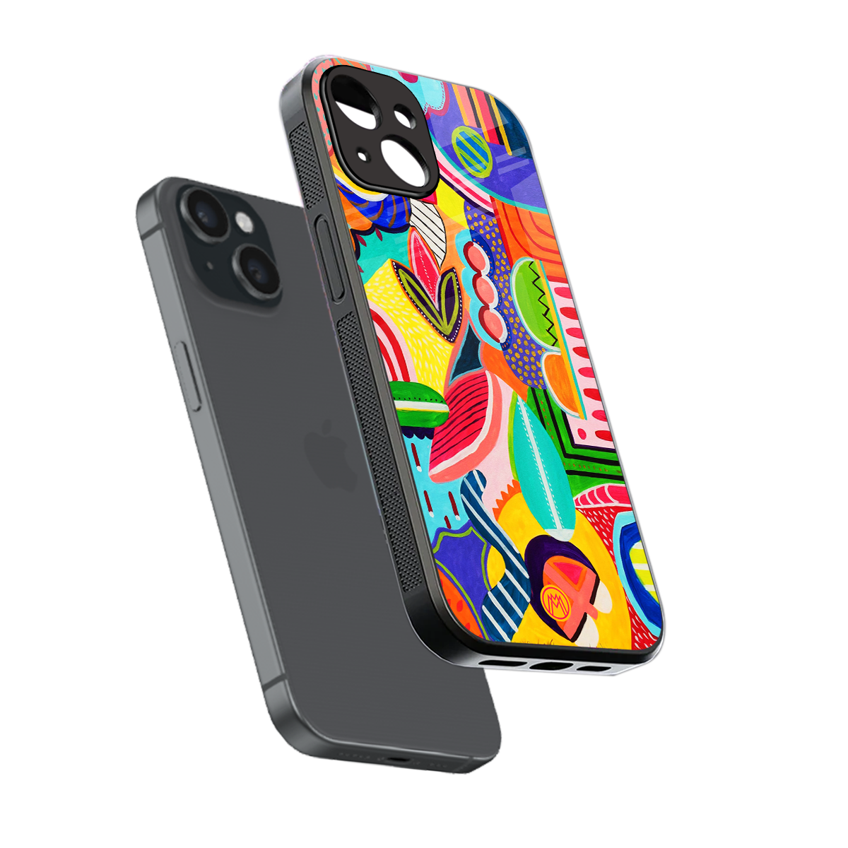 retro abstract back phone cover | glass case for iphone 15