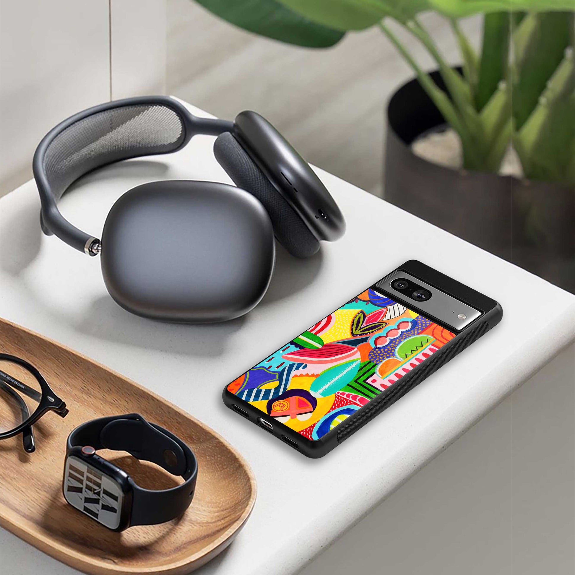 retro abstract back phone cover | glass case for oneplus nord 4