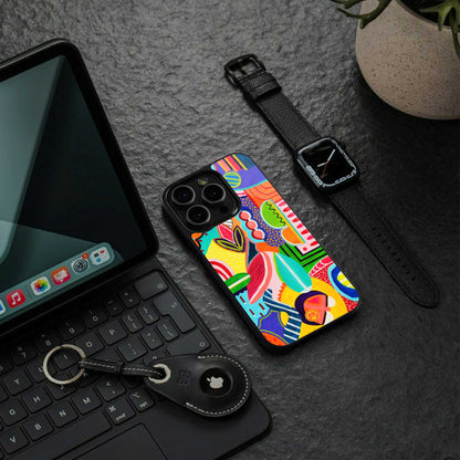 retro abstract back phone cover | glass case for iphone 16e