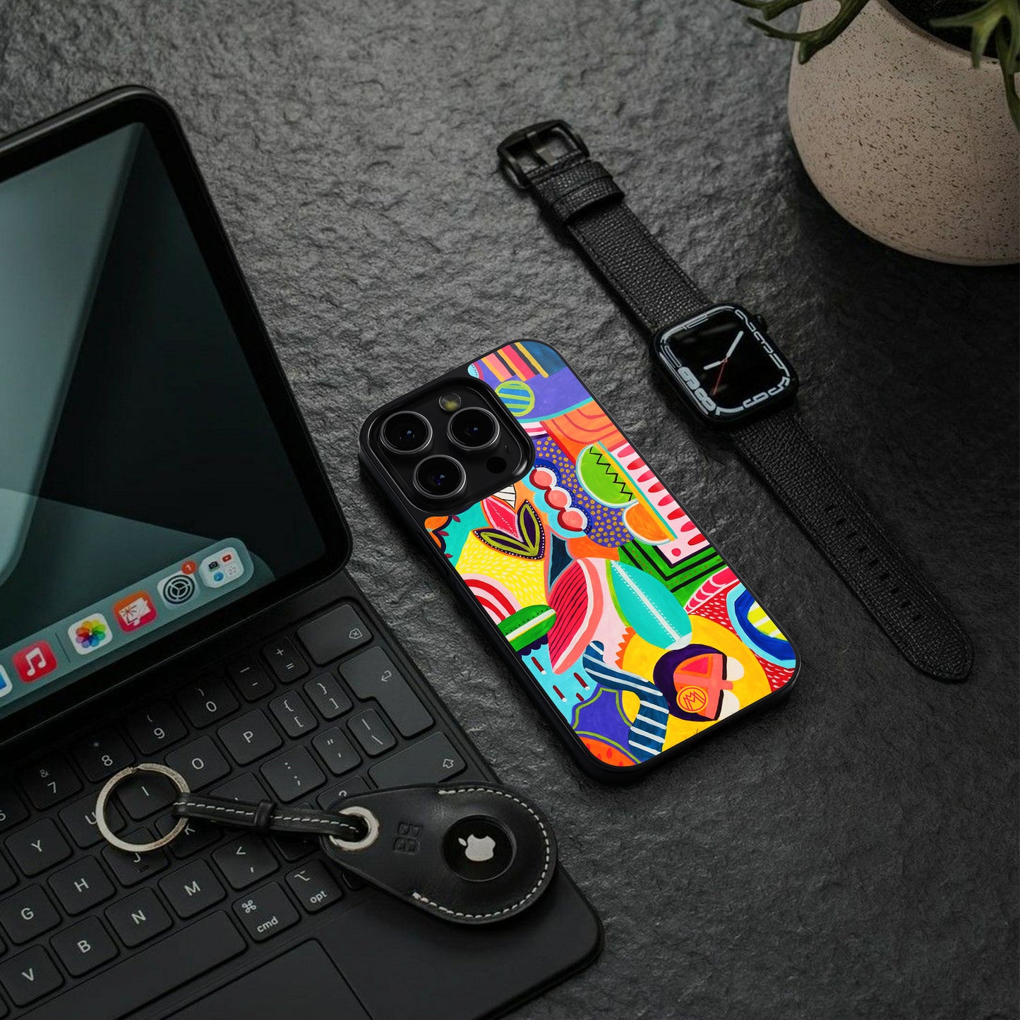 retro abstract back phone cover | glass case for Google Pixel 8