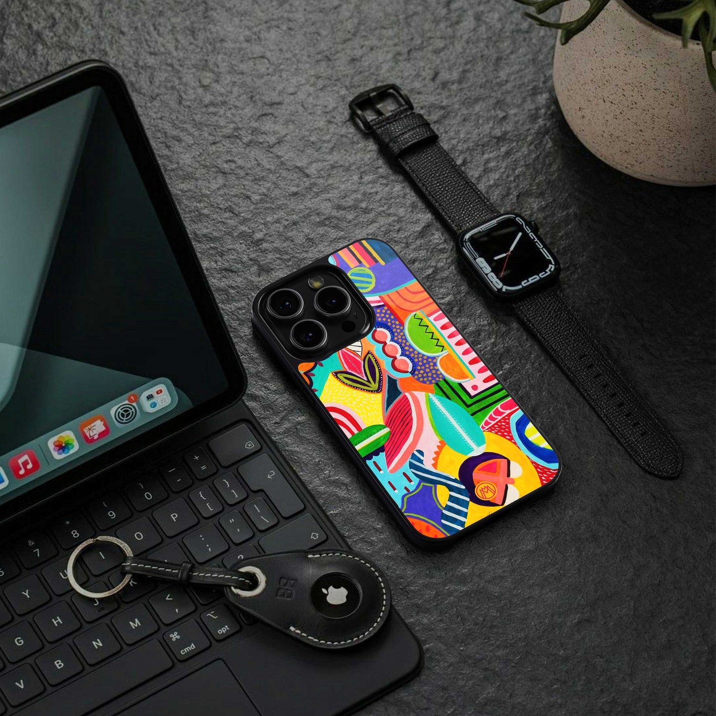 retro abstract back phone cover | glass case for google pixel 7 pro