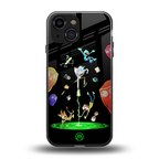 rick and morty amoled back phone cover | glass case for iphone 13 mini