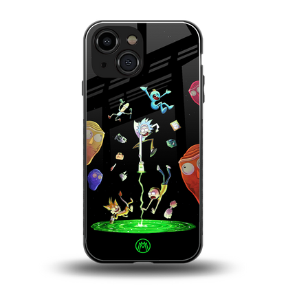 rick and morty amoled back phone cover | glass case for iphone 13 mini