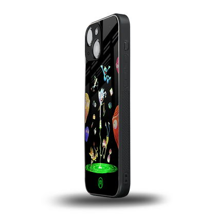 rick and morty amoled back phone cover | glass case for iphone 13 mini