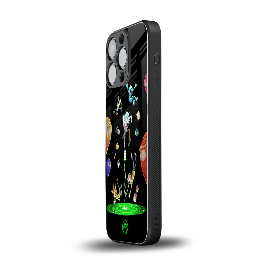 rick and morty amoled back phone cover | glass case for iphone 13 pro
