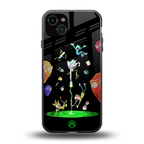 rick and morty amoled back phone cover | glass case for iphone 14 plus