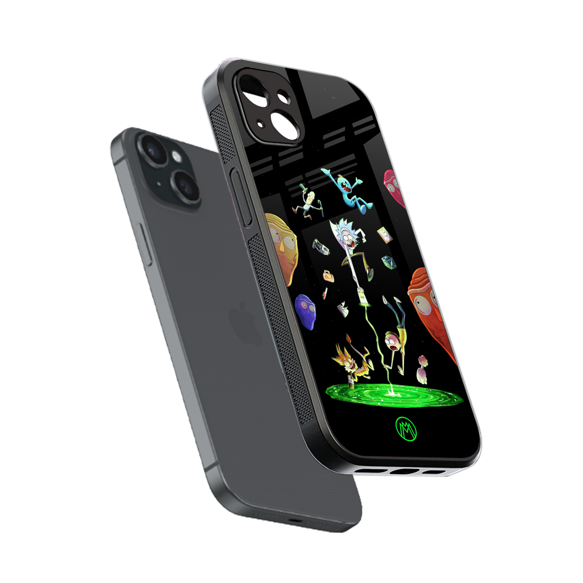 rick and morty amoled back phone cover | glass case for iphone 15 plus