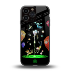rick and morty amoled back phone cover | glass case for iphone 14 pro max