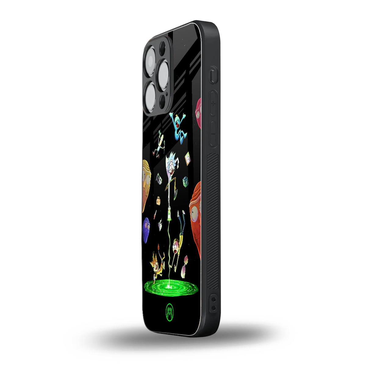 rick and morty amoled back phone cover | glass case for iphone 14 pro max