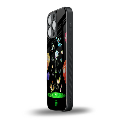 rick and morty amoled back phone cover | glass case for iphone 14 pro max
