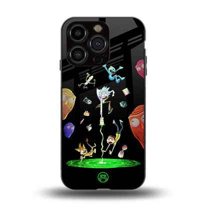 rick and morty amoled back phone cover | glass case for iphone 14 pro