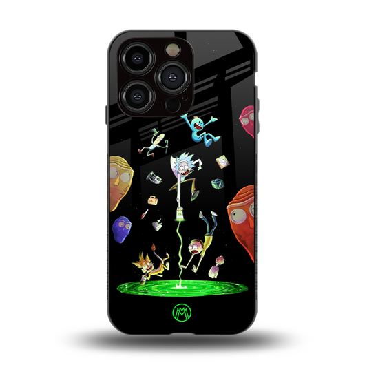 rick and morty amoled back phone cover | glass case for iphone 14 pro