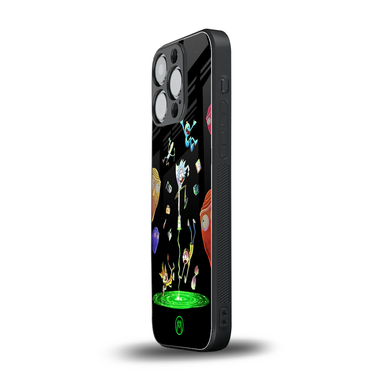 rick and morty amoled back phone cover | glass case for iphone 15 pro