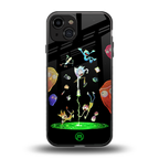 rick and morty amoled back phone cover | glass case for iphone 15