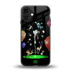rick and morty amoled back phone cover | glass case for iphone 16 plus