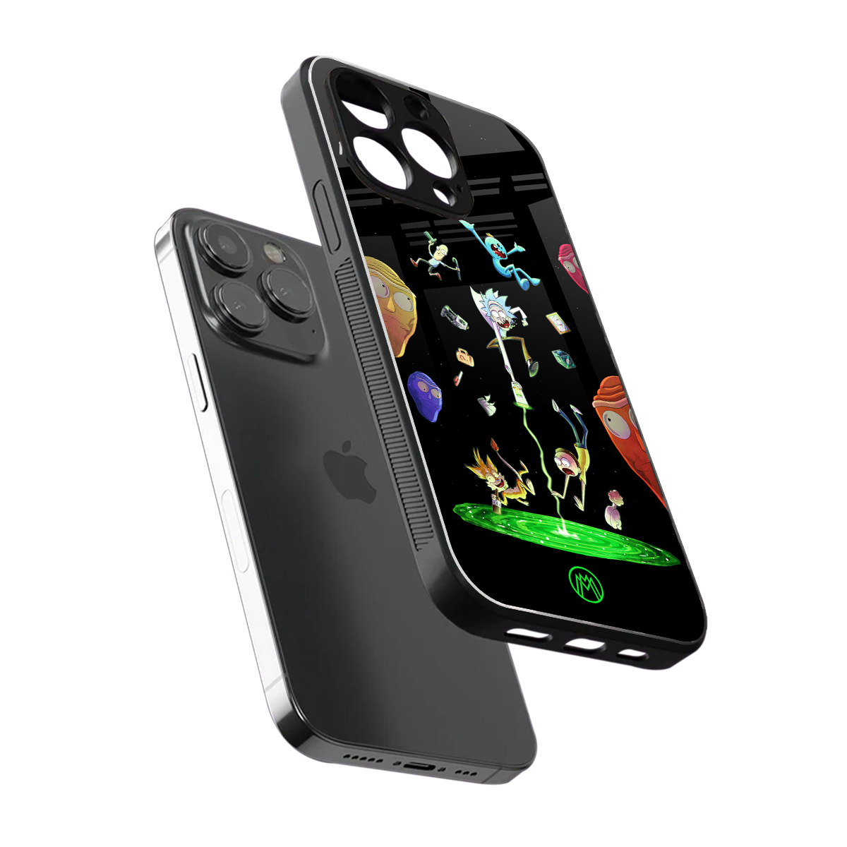 rick and morty amoled back phone cover | glass case for iphone 16 pro max