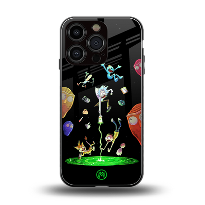 rick and morty amoled back phone cover | glass case for iphone 16 pro