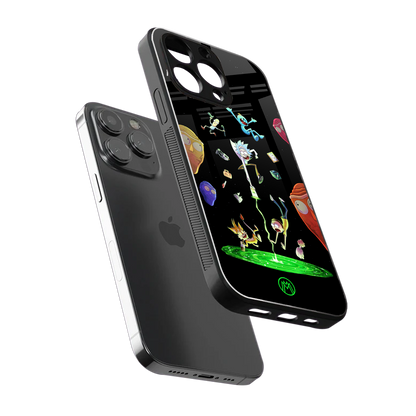 rick and morty amoled back phone cover | glass case for iphone 16 pro