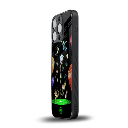 rick and morty amoled back phone cover | glass case for iphone 16 pro
