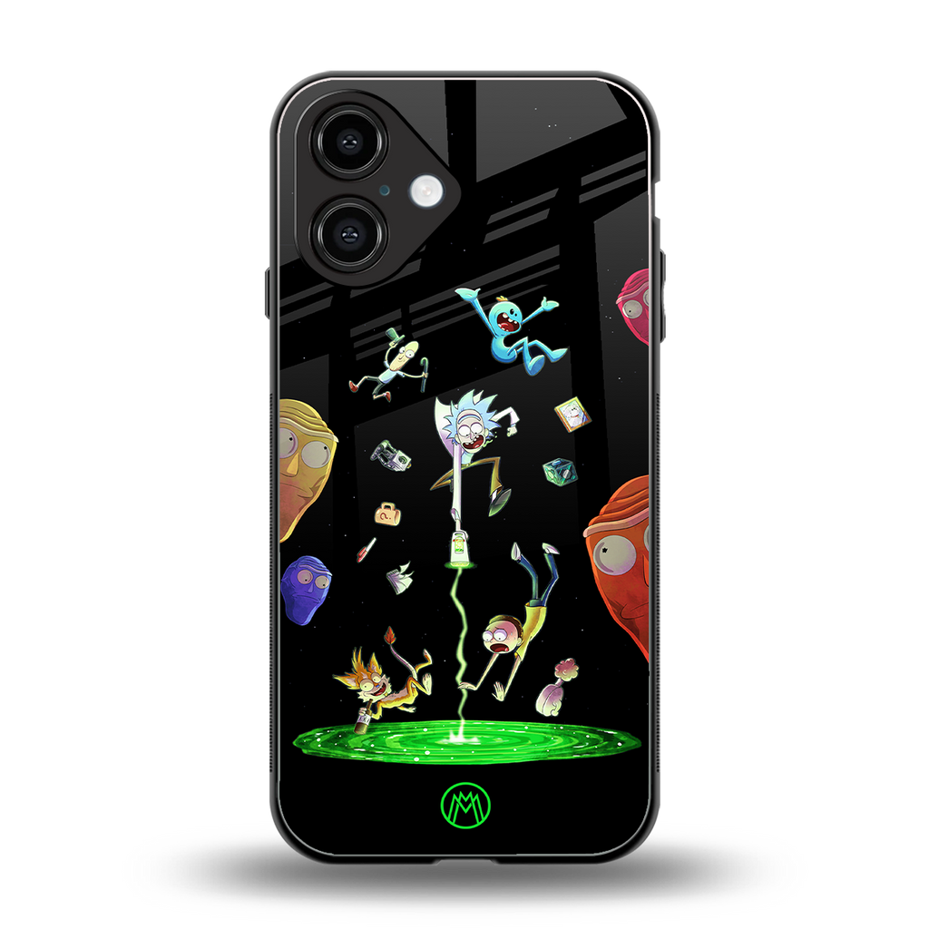rick and morty amoled back phone cover | glass case for iphone 16