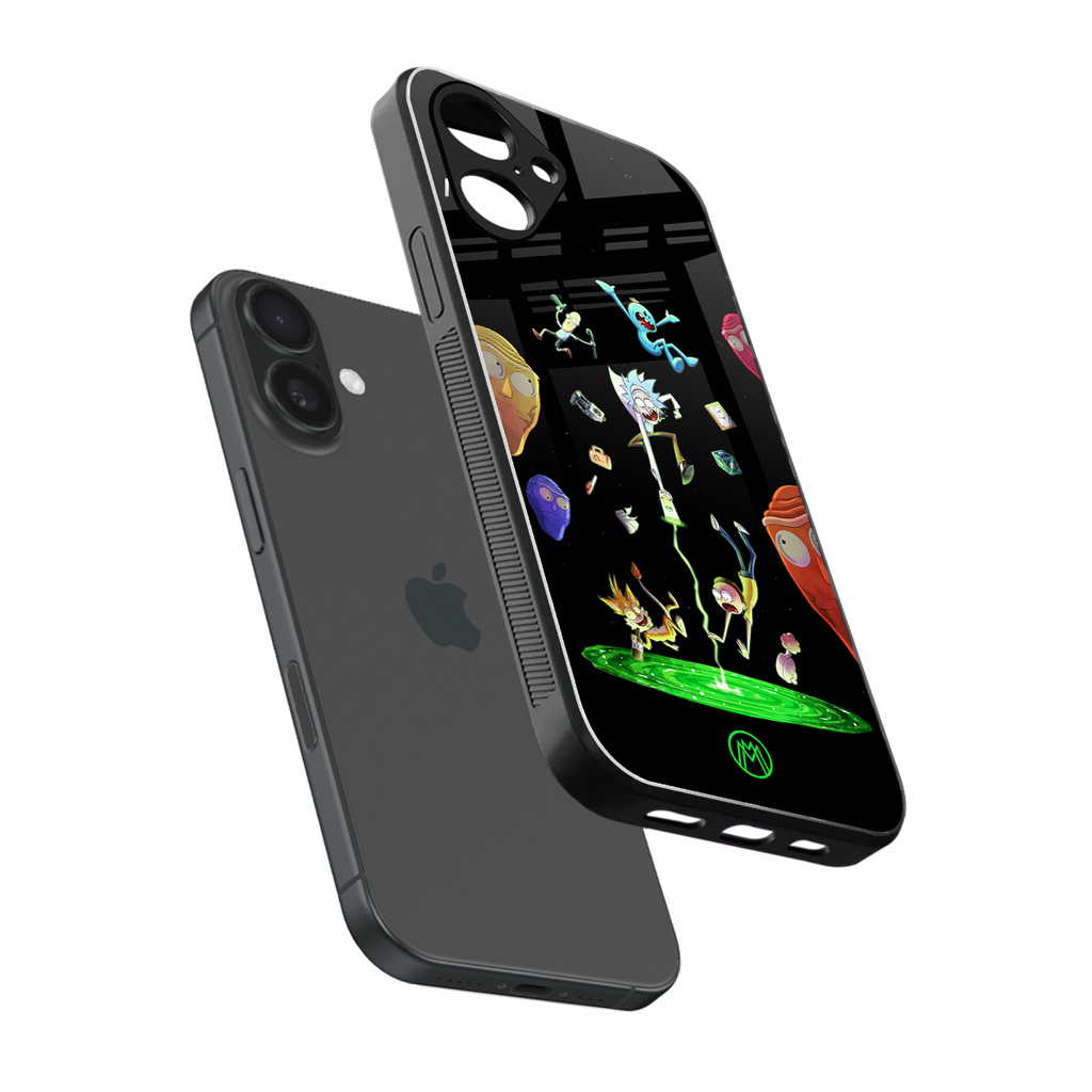 rick and morty amoled back phone cover | glass case for iphone 16