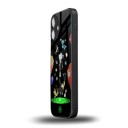 rick and morty amoled back phone cover | glass case for iphone 16