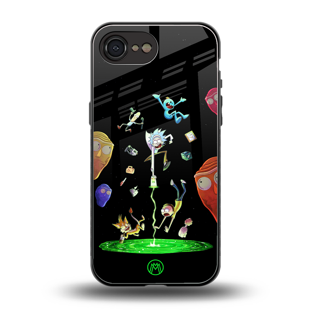 rick and morty amoled back phone cover | glass case for iphone 16e