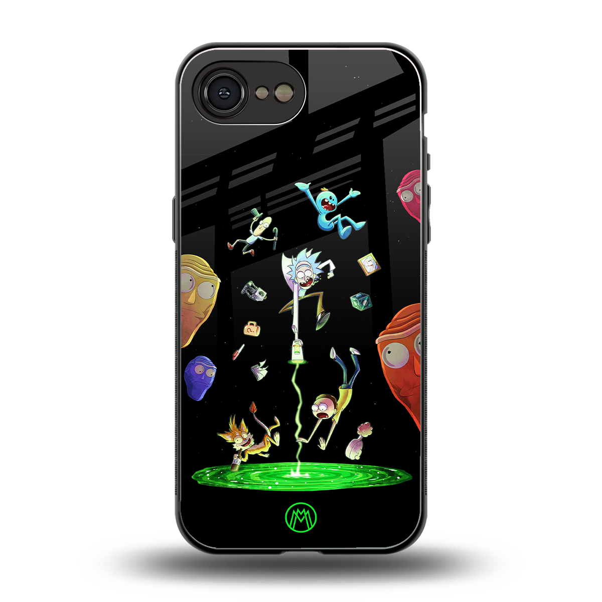 rick and morty amoled back phone cover | glass case for iphone 16e