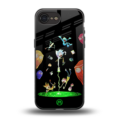 rick and morty amoled back phone cover | glass case for iphone 16e