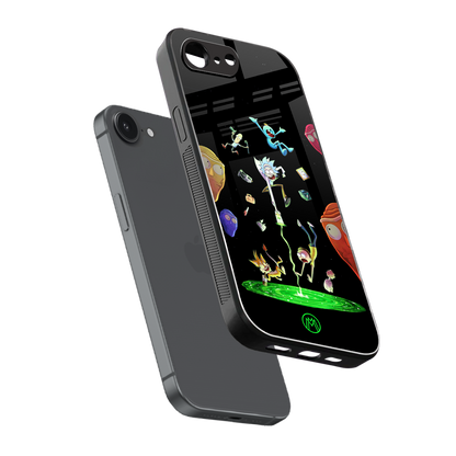 rick and morty amoled back phone cover | glass case for iphone 16e