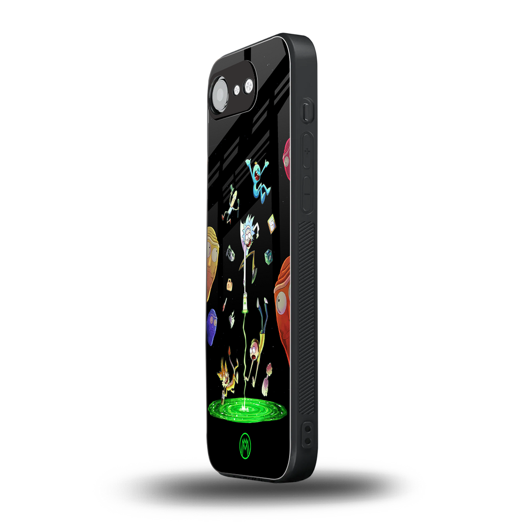 rick and morty amoled back phone cover | glass case for iphone 16e