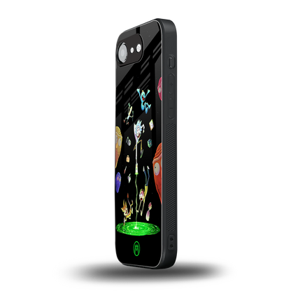 rick and morty amoled back phone cover | glass case for iphone 16e